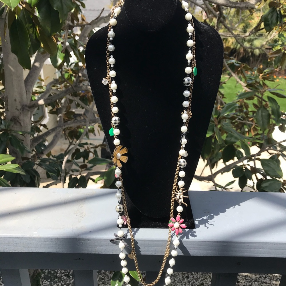 Betsy Johnson double strand pearl charm necklace!